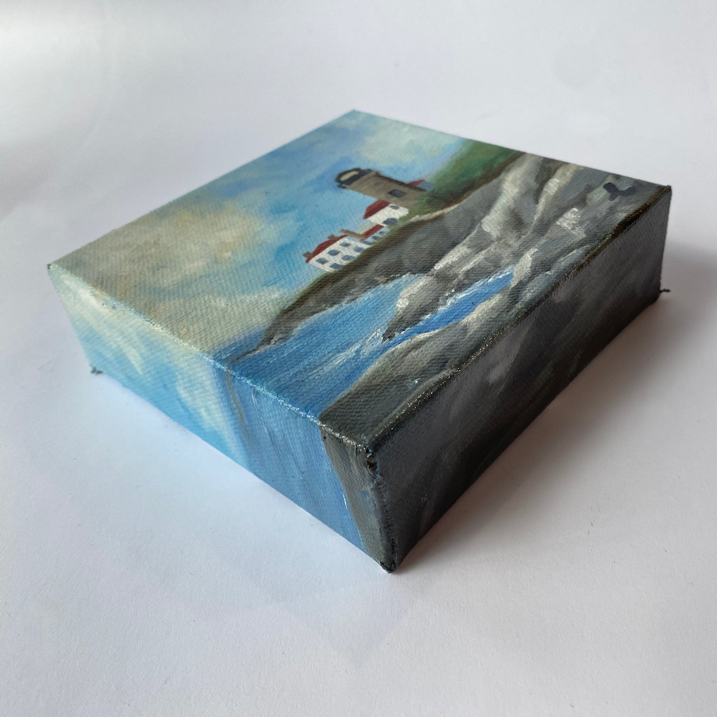 Mini Painting of Beavertail Lighthouse in Jamestown, RI