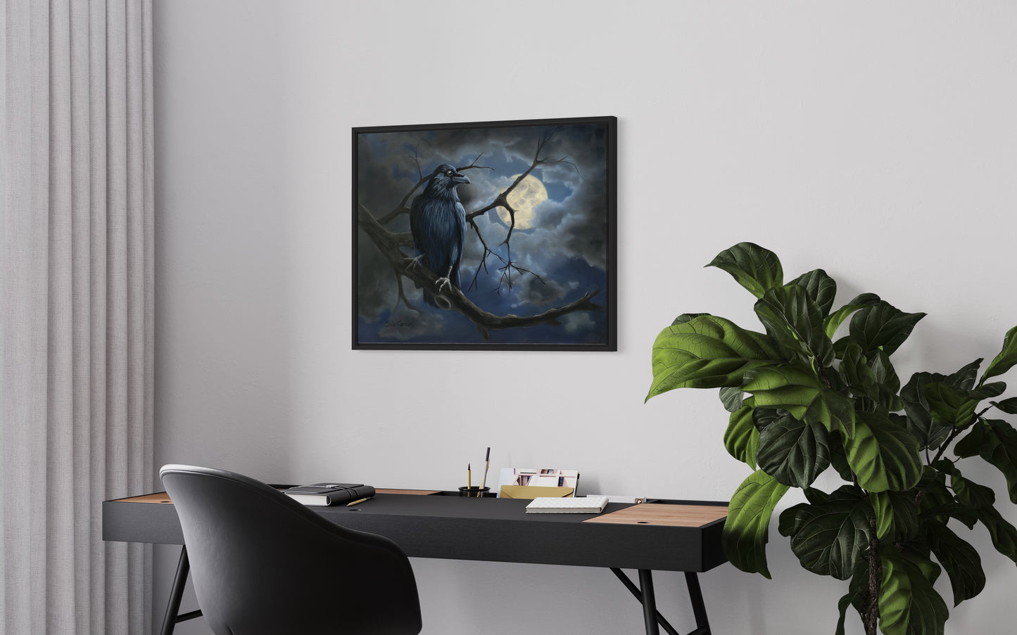 Shadow Print, Raven in Moonlight