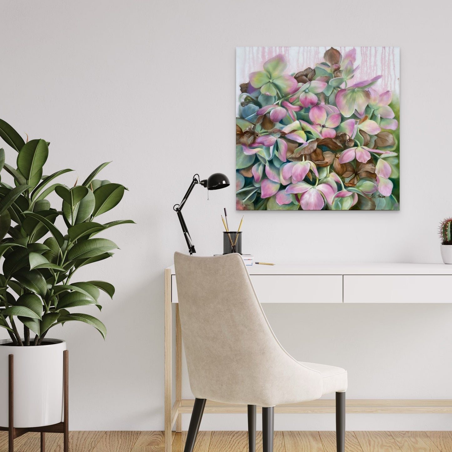 Whispers of Time - Original Oil Painting of Fading Hydrangeas