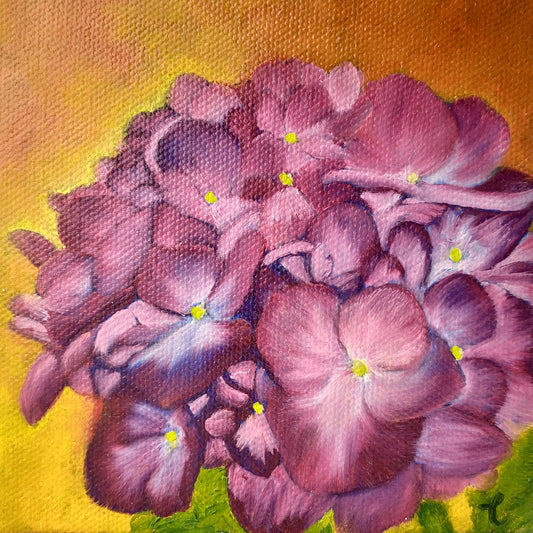 Mini Pink Hydrangea Original Oil Painting