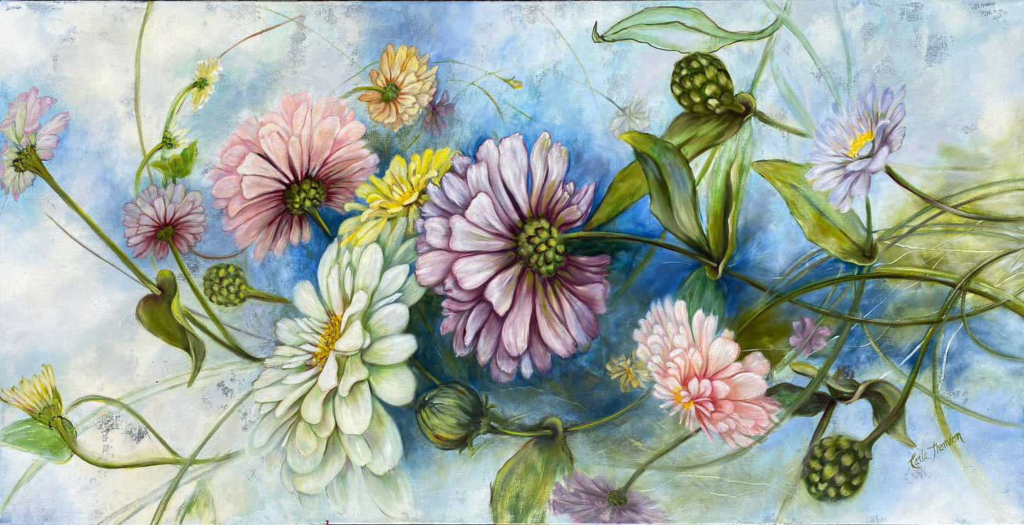 Entwined: Zinnia 24x48"