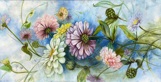 Entwined: Zinnia 24x48"