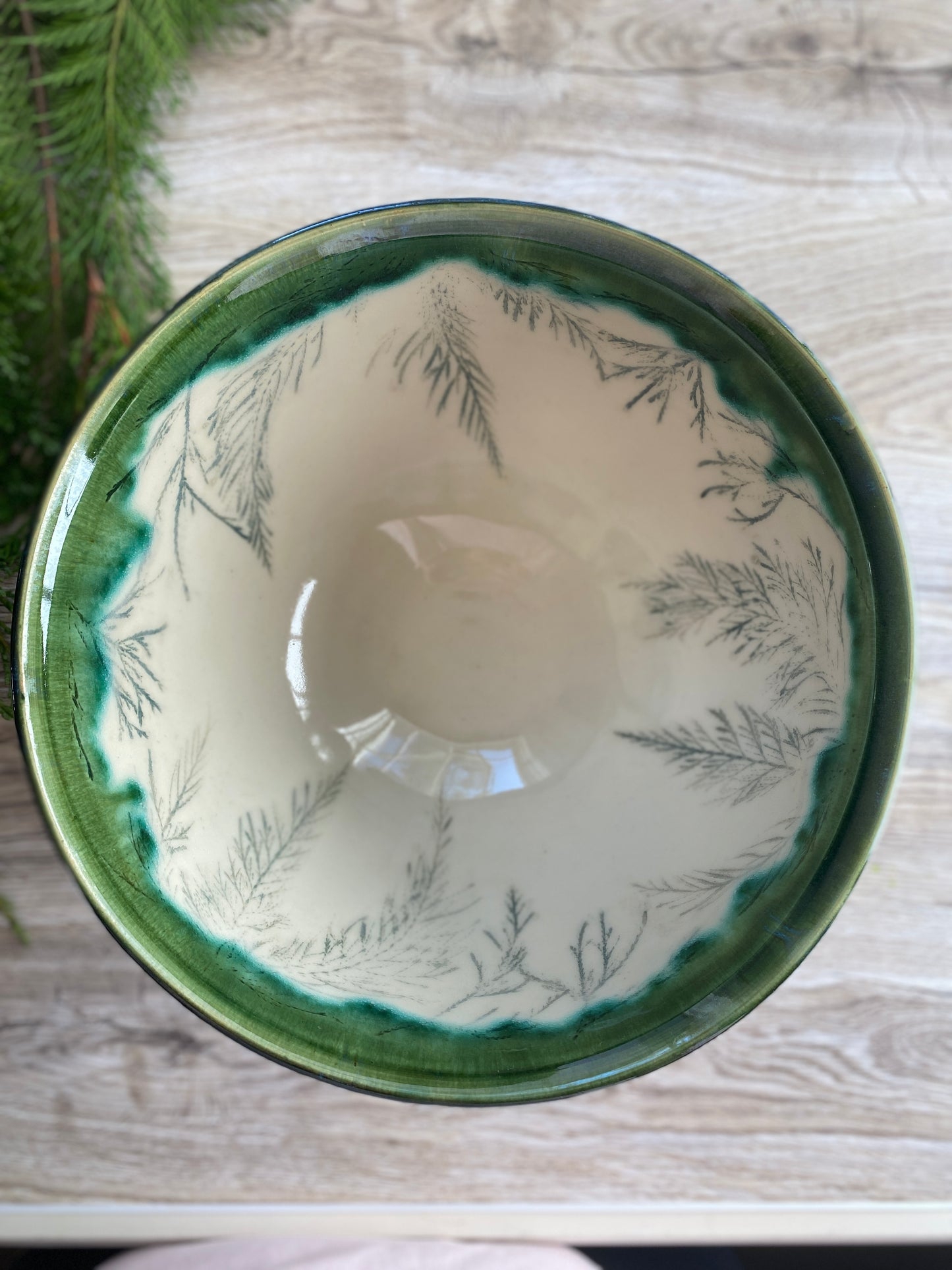 Christmas Greens Pedestal Bowl