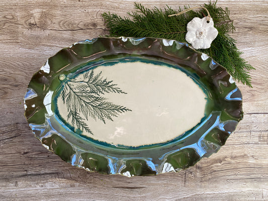 Large Christmas Greens Oval Platter