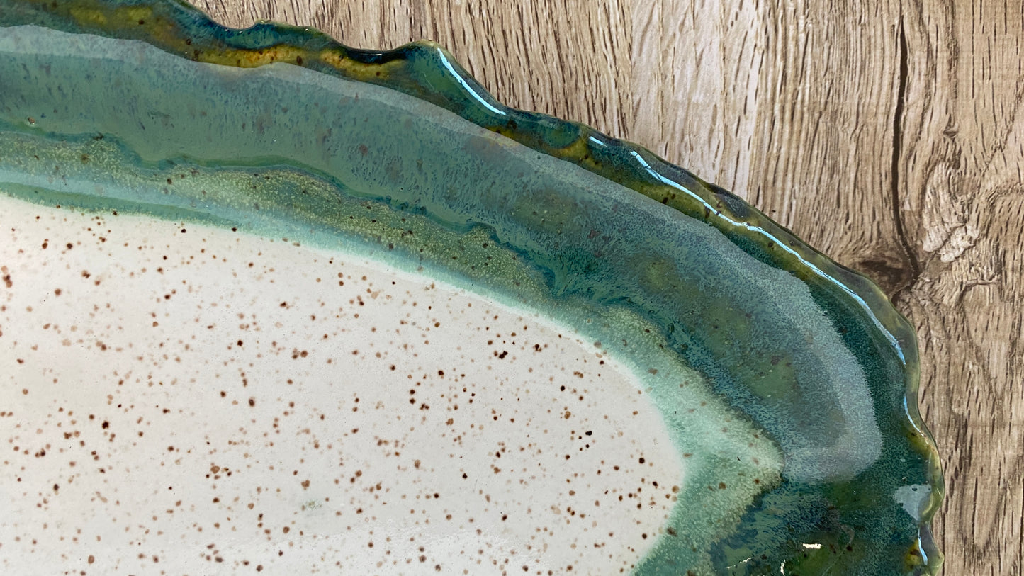 Christmas Greens Speckled Long Oval Tray