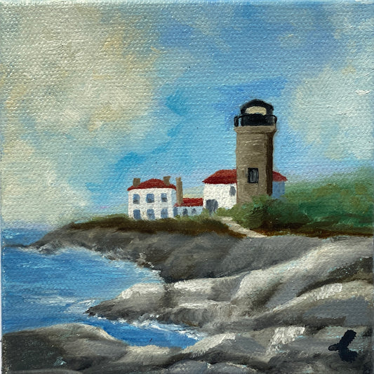 Mini Painting of Beavertail Lighthouse in Jamestown, RI