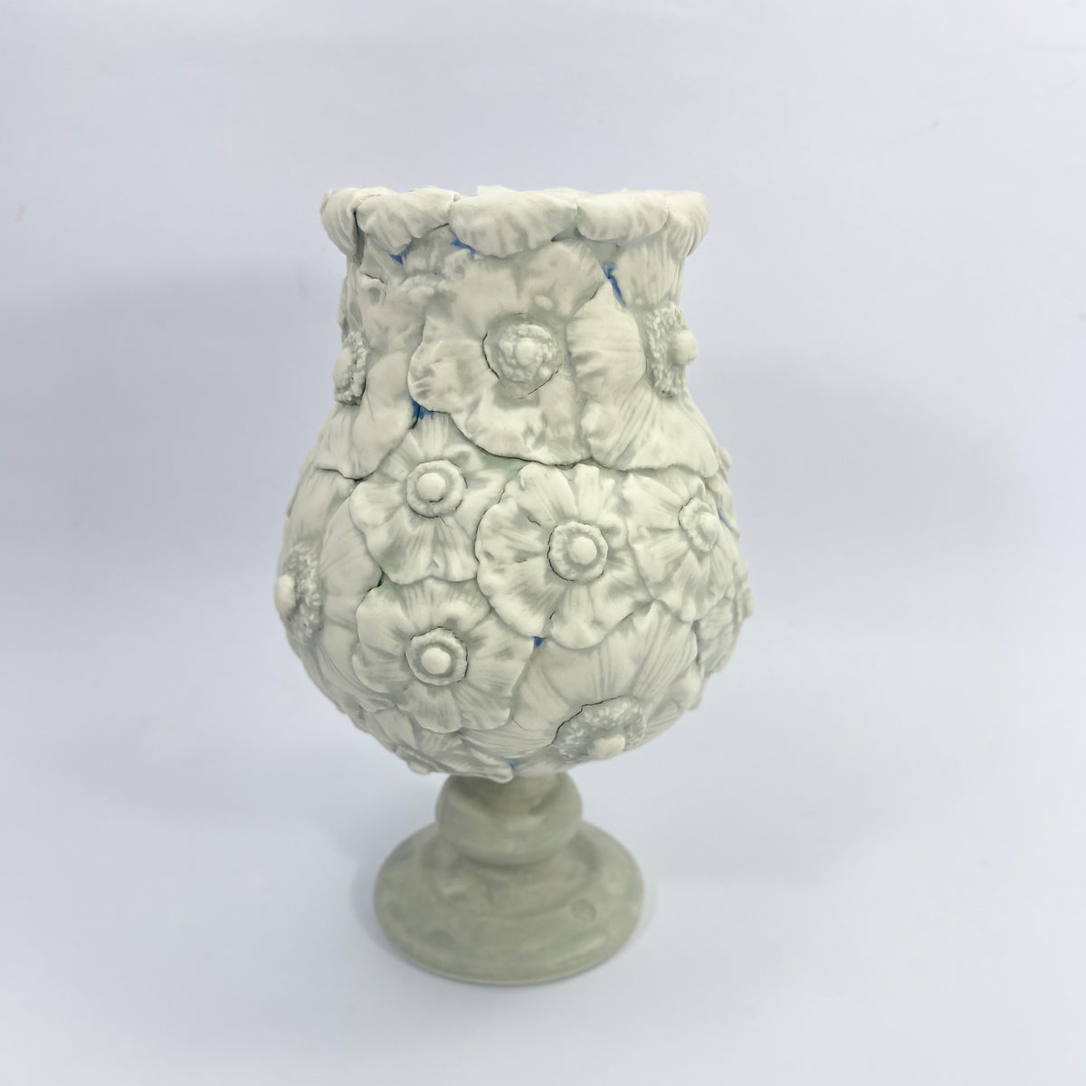 Botanical Relief: Coastal — Fog porcelain vase front view
