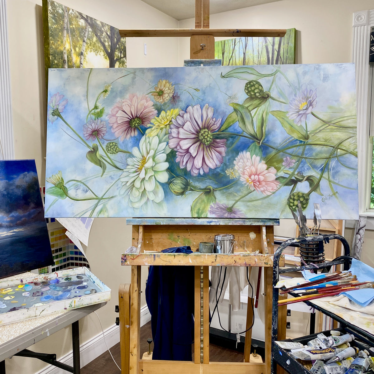 Entwined: Zinnia 24x48"