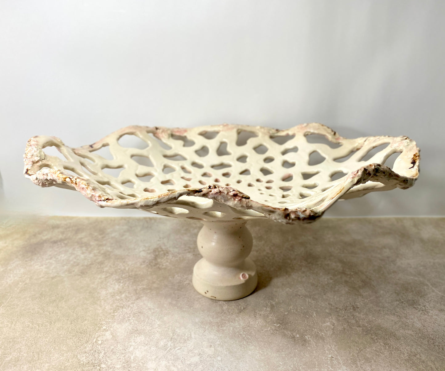 Openwork: Coastal — Sanddollar, side profile showing turned pedestal base and full height of 9 inches
