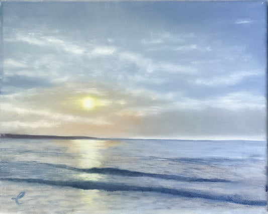 Sunrise over Narragansett Beach, RI with a clear sky